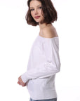 COTTON CASHMERE OFF THE SHOULDER TOP