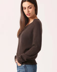 7GG CASHMERE FRAYED EDGE CROP V SWEATER