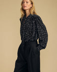 ALMA SILK POLKA DOT TIE NECK BLOUSE