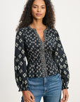 CHARLOTTE ASPEN PRINT SMOCKED WAIST BLOUSE
