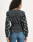 CHARLOTTE ASPEN PRINT SMOCKED WAIST BLOUSE