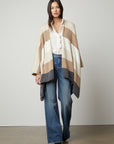 JONAS BLANKET STRIPE PONCHO SWEATER