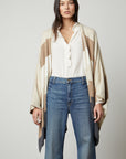 JONAS BLANKET STRIPE PONCHO SWEATER