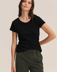ODELIA COTTON SLUB SCOOP NECK TEE