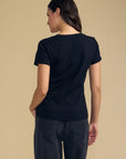 LILITH COTTON SLUB V-NECK TEE