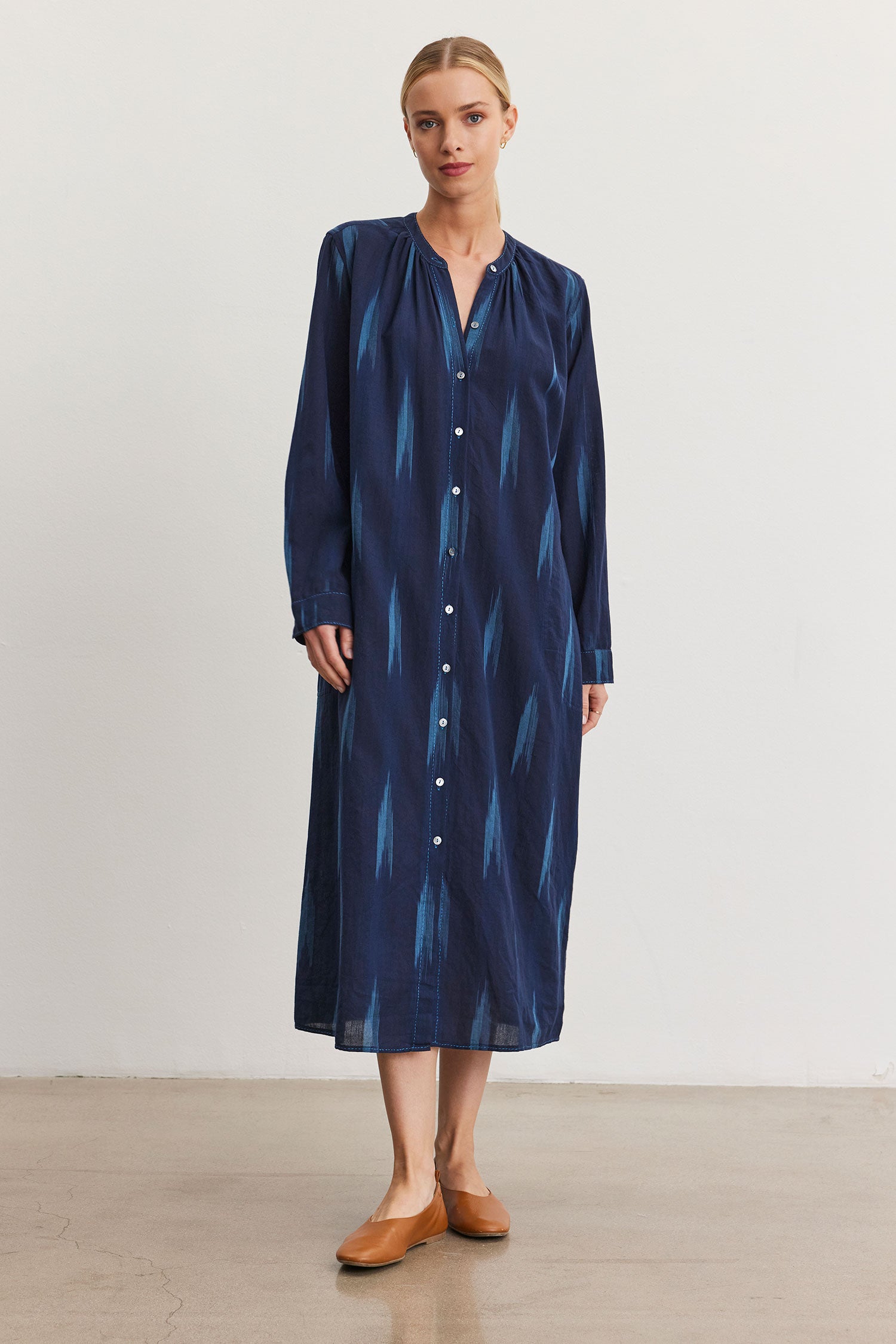 knee length dresses for ladies Joy Cotton Ikat Midi Dress main image 0