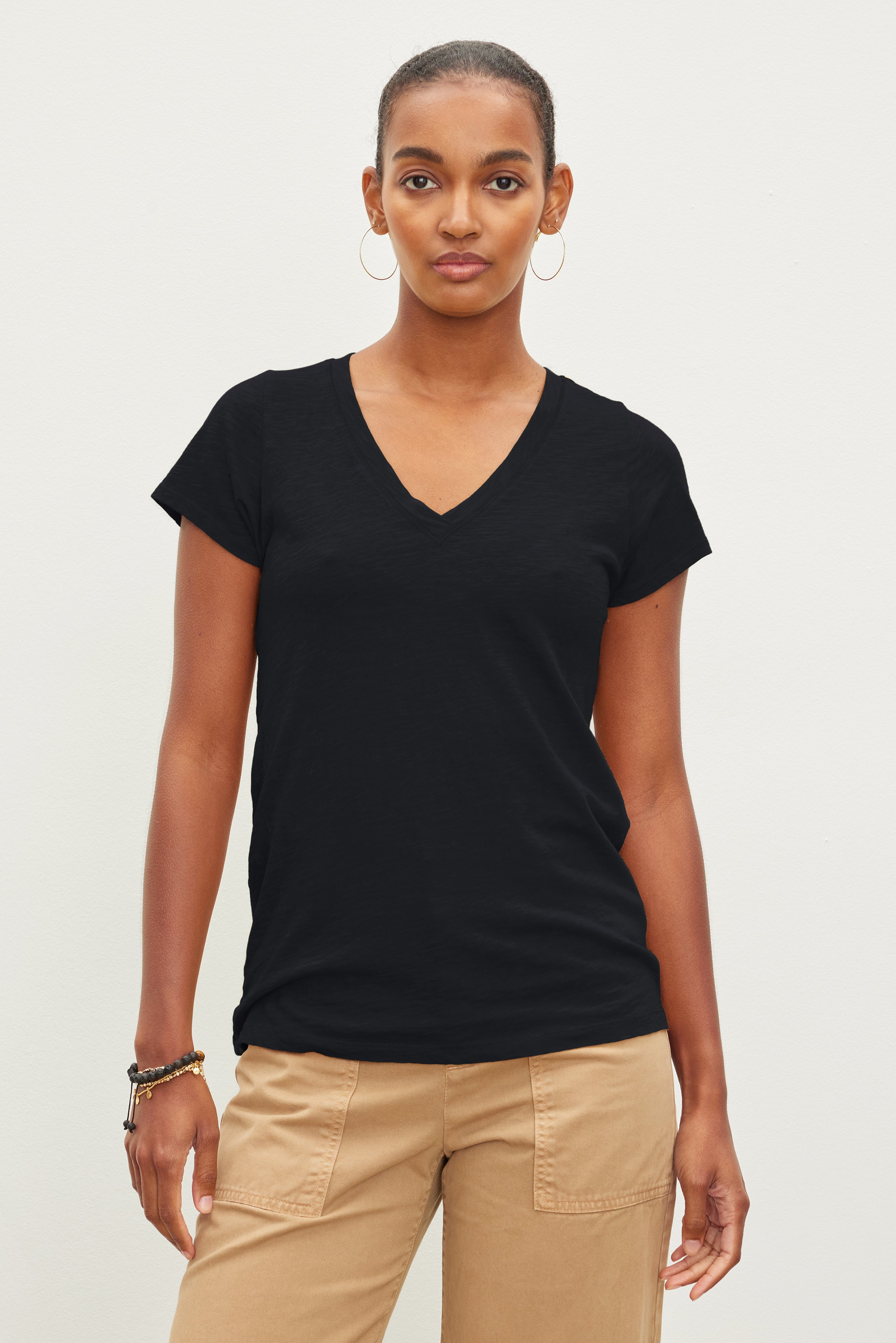 JILL CITY SLUB V-NECK TEE