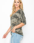 MARBLED FINE KNIT 1/2 SLEEVE TOP
