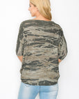 MARBLED FINE KNIT 1/2 SLEEVE TOP