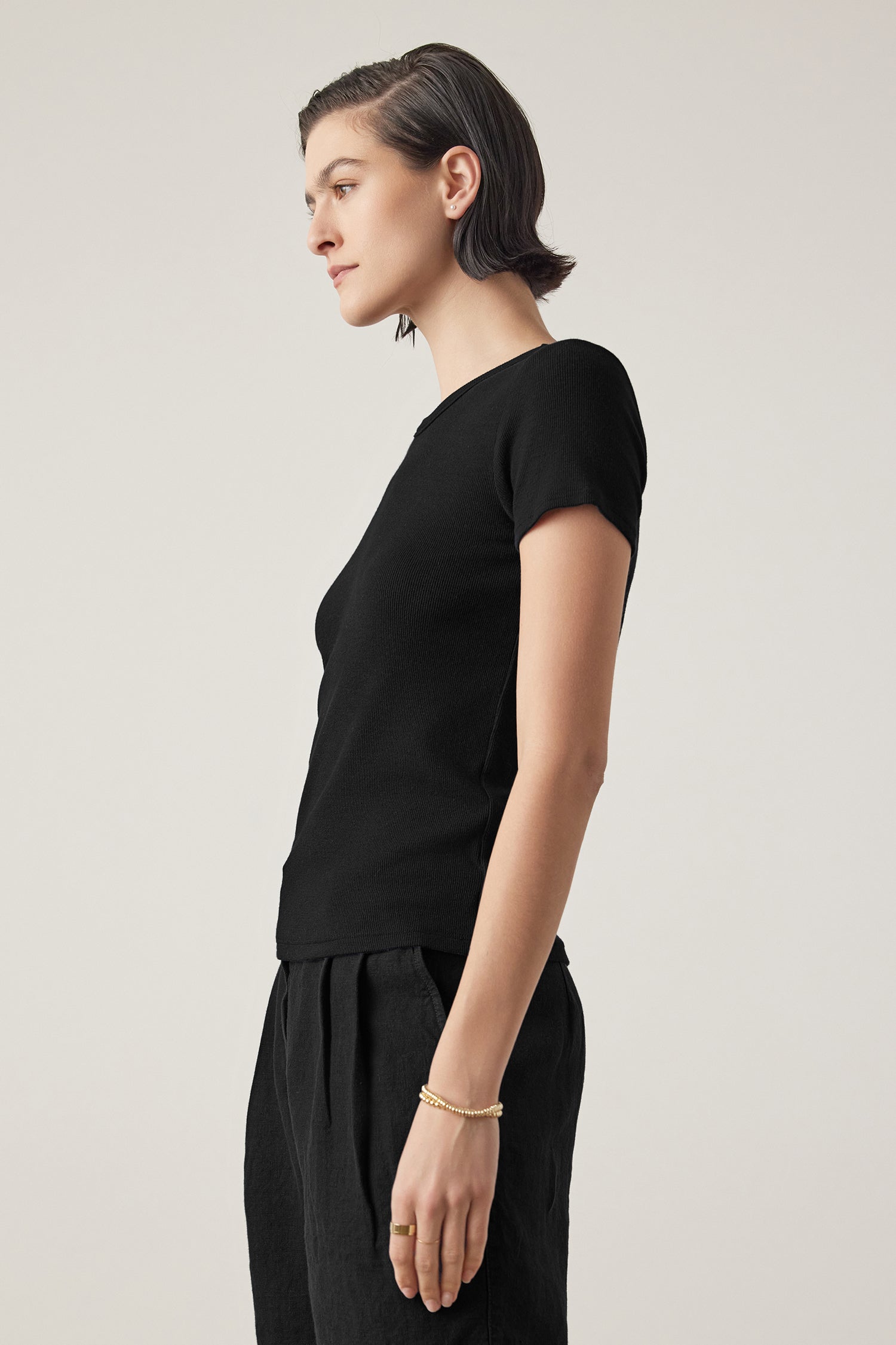 BEDFORD MODAL RIB SCOOP NECK SHORT SLEEVE TOP