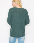 BRUSHED FLEECE V-NECK DOLMAN TOP
