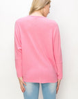 BRUSHED FLEECE V-NECK DOLMAN TOP