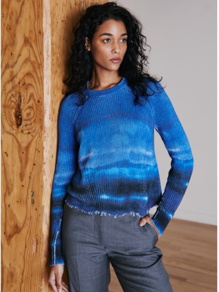 OMBRE SCALLOP SHAKER SWEATER