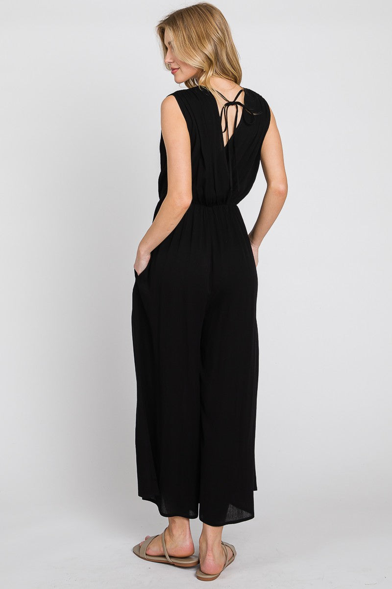 CROSSOVER CREPE JUMPSUIT