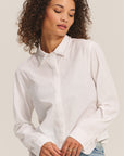 JOCELYN PEARL TRIM COLLAR POPLIN SHIRT
