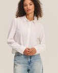 JOCELYN PEARL TRIM COLLAR POPLIN SHIRT