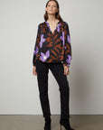 ISRA BOTANICAL SATIN LONG SLEEVE BLOUSE