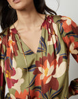 ISRA BOTANICAL SATIN LONG SLEEVE BLOUSE