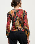 SYDNEY RUCHED FLORAL V-NECK BLOUSE