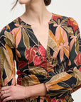 SYDNEY RUCHED FLORAL V-NECK BLOUSE