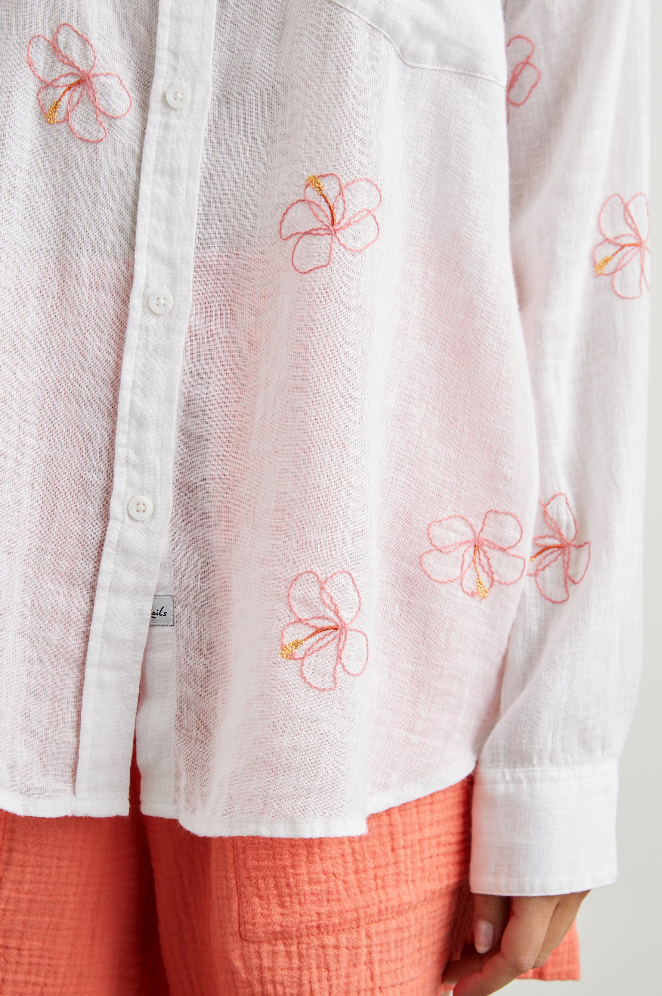 CHARLI HIBISCUS EMBROIDERY L/S SHIRT