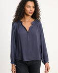 AURELIA SMOCKED YOKE RAYON CHALLIS BLOUSE