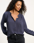 AURELIA SMOCKED YOKE RAYON CHALLIS BLOUSE