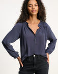 AURELIA SMOCKED YOKE RAYON CHALLIS BLOUSE