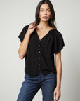 HARLEY RAYON CHALLIS SHORT SLEEVE BLOUSE