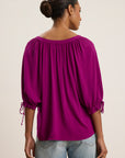 LUNA TIE SLEEVE V-NECK BLOUSE