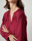 POSIE RAYON CHALLIS LONG SLEEVE BLOUSE