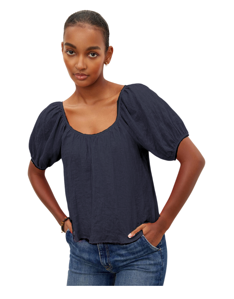 navy blue short sleeve blouse