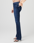 waist down side view of the hoxton high rise straight jean from Paige, in monarch blue
