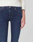 citizens of humanity skyla mid rise jean in dark blue detail