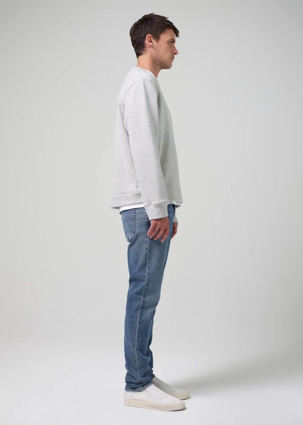citizens of humanity london slim fit jean in mid blue side