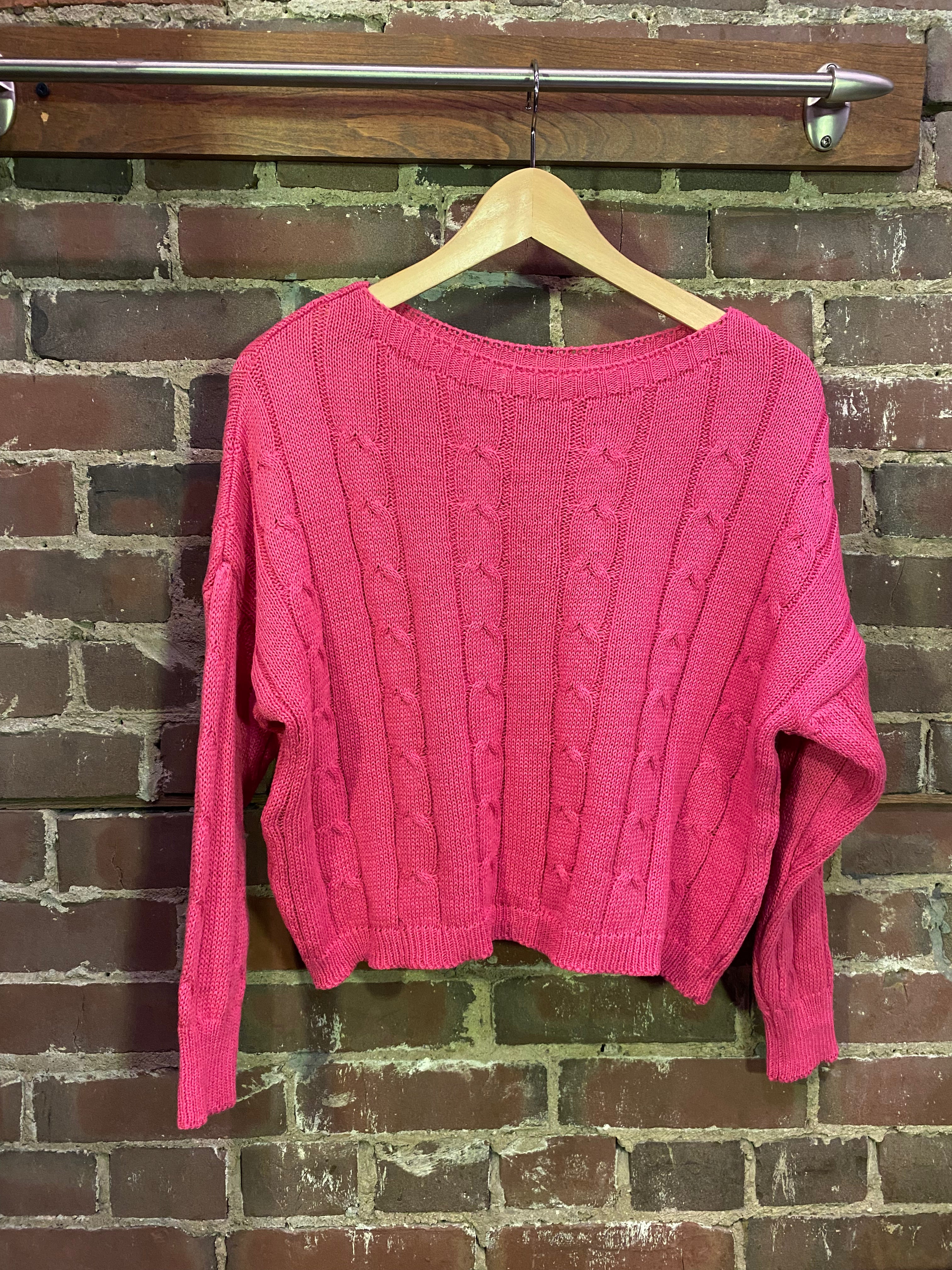 PREPPY CABLE CROP SWEATER – Body Blue