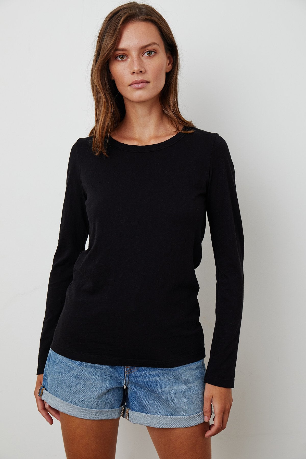LIZ CITY SLUB CREW NECK LONG SLEEVE TEE