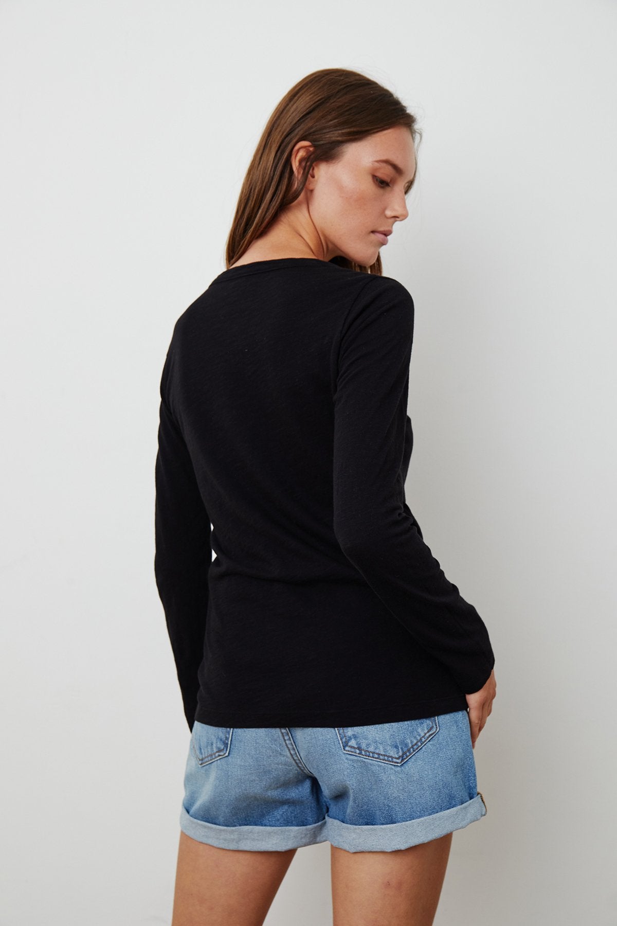 LIZ CITY SLUB CREW NECK LONG SLEEVE TEE