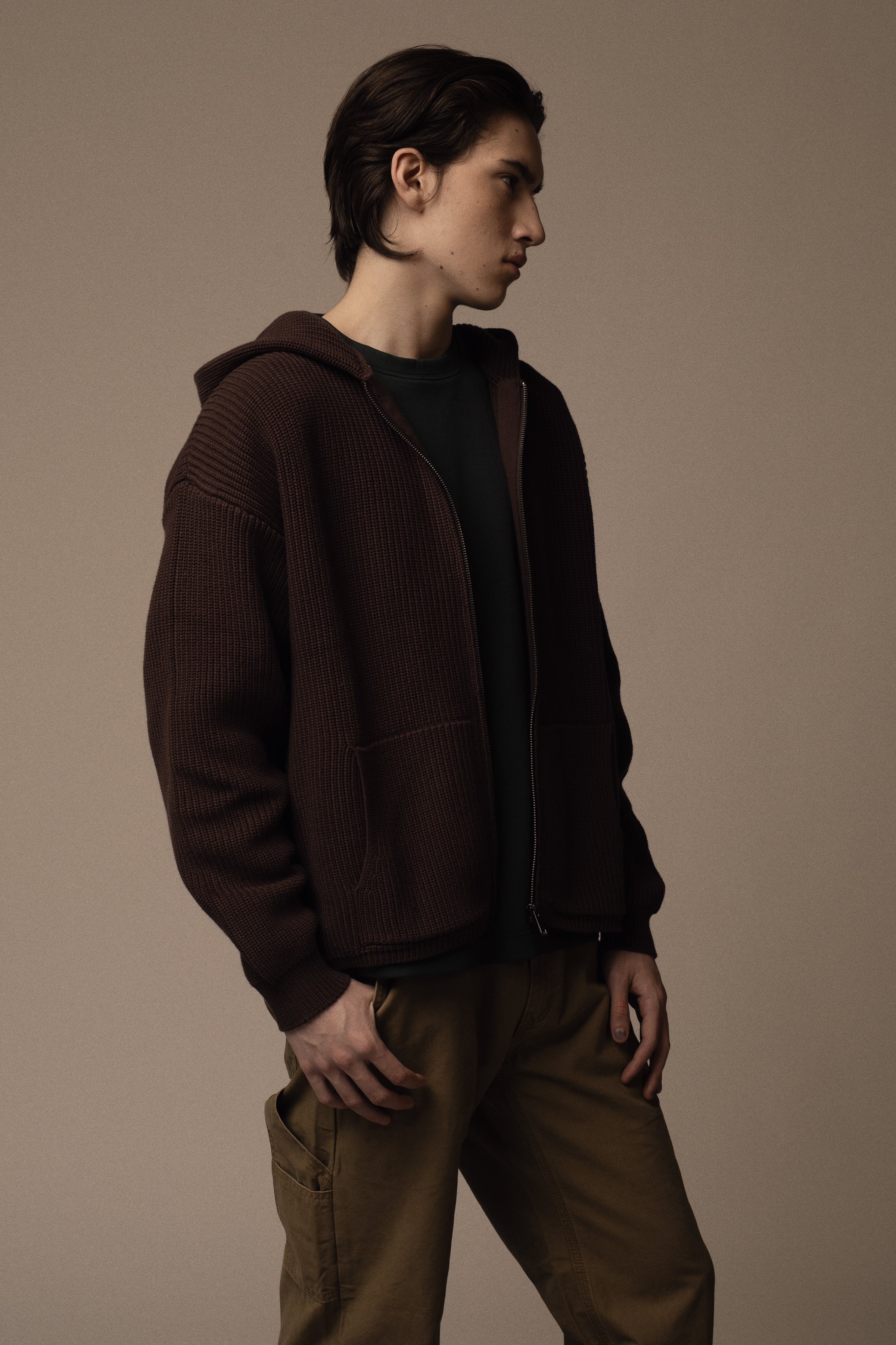 KNITTED ZIP HOODIE