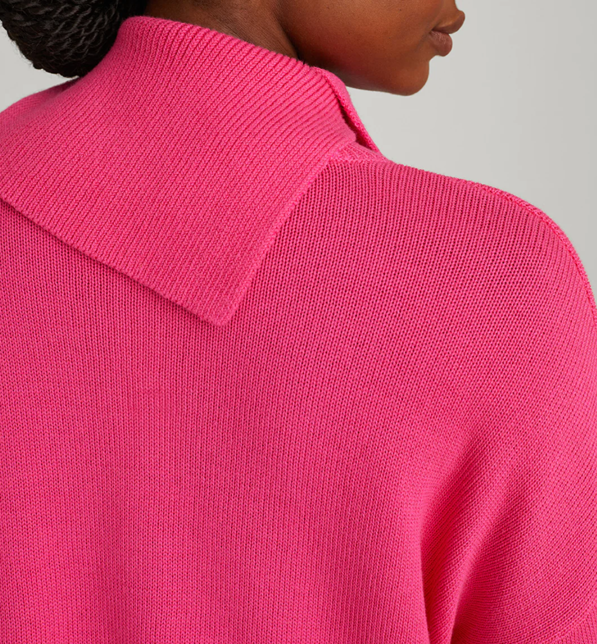 LILY SPLIT TURTLENECK SWEATER, BACK VIEW CLOSE UP OF COLLAR