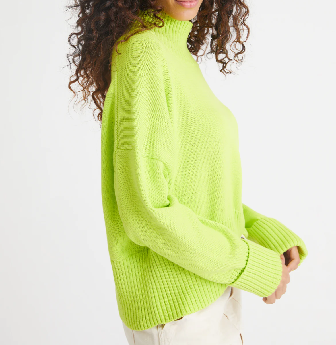 BLAIR COTTON MOCK NECK SWEATER, SIDE VIEW