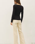 SHIRRED BOATNECK TOP