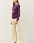 SHIRRED BOATNECK TOP