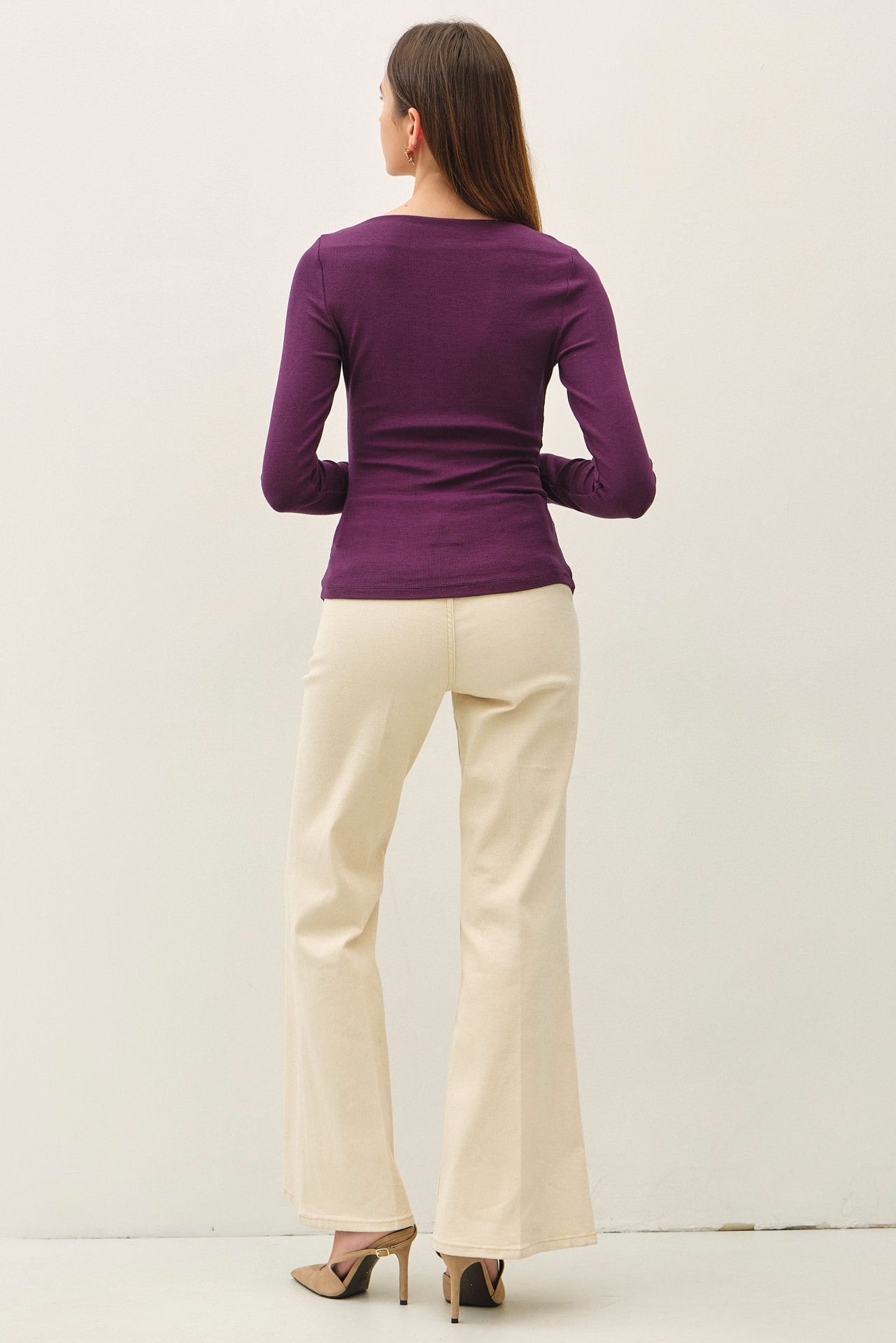 SHIRRED BOATNECK TOP