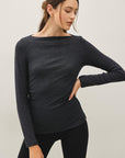 SHIRRED BOATNECK TOP