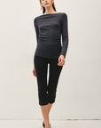 SHIRRED BOATNECK TOP
