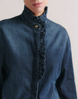 RUFFLE SHIRT IN FALL BLUES AURA