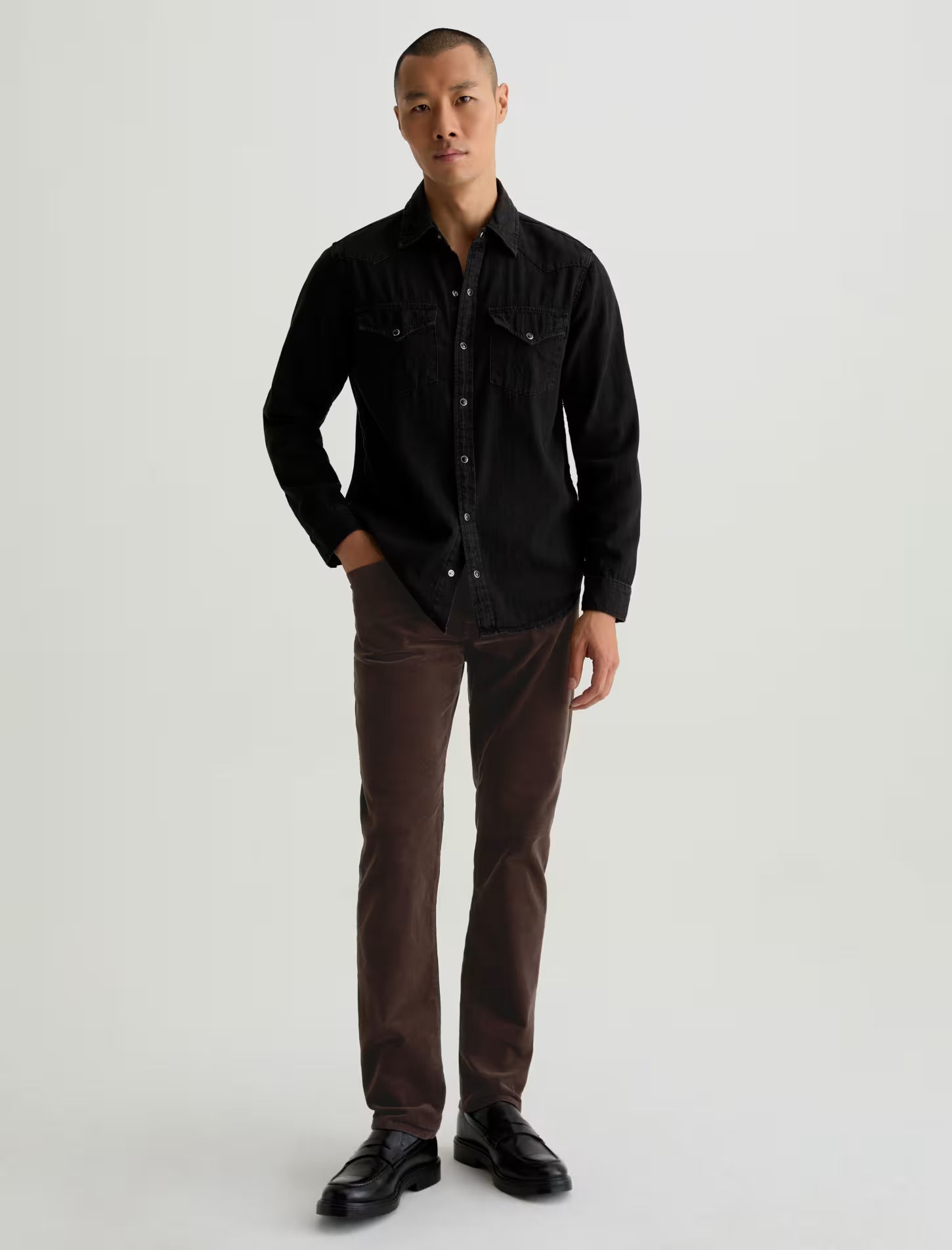 TELLIS CORDUROY MODERN SLIM IN RAW UMBER