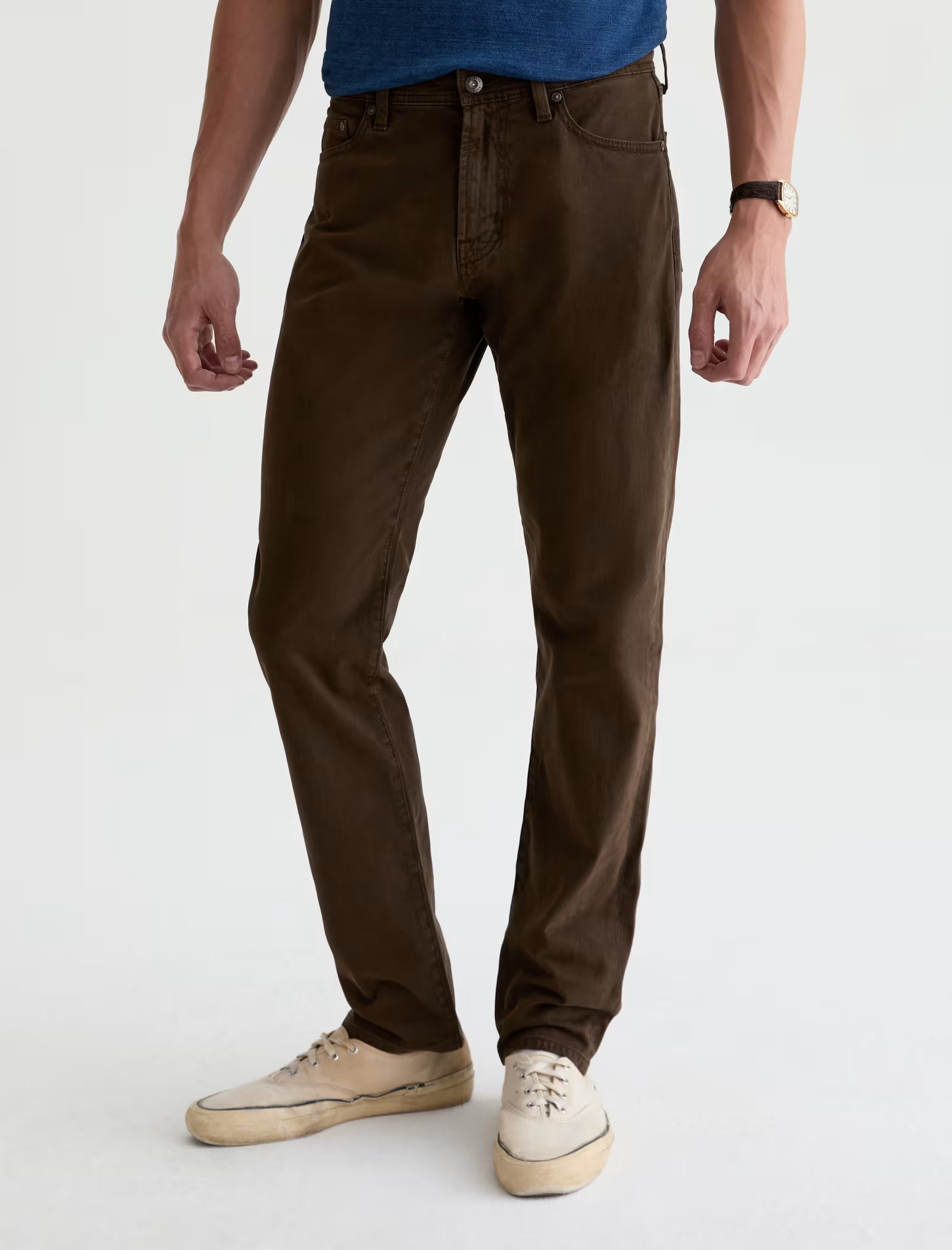 TELLIS MODERN SLIM SUEDED SATEEN IN SULFUR BURNT UMBER