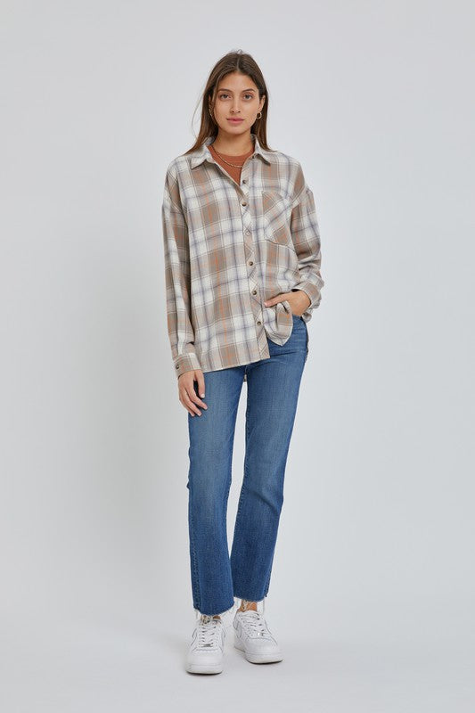 Boyfriend plaid flannel clearance shirt